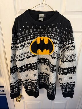 Batman Black, Gray & Yellow Fair Isle Crewneck Sweater